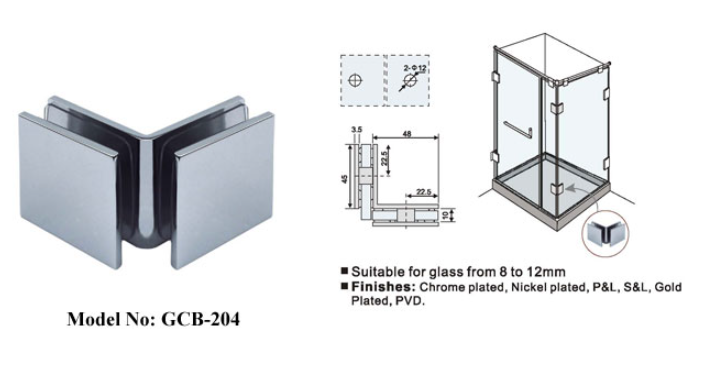 High Quality Brass Shower Door Hinges and Clamps