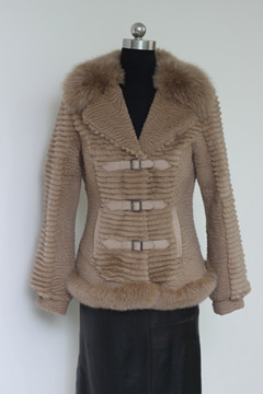 Rabbit fur jacket with fox collar