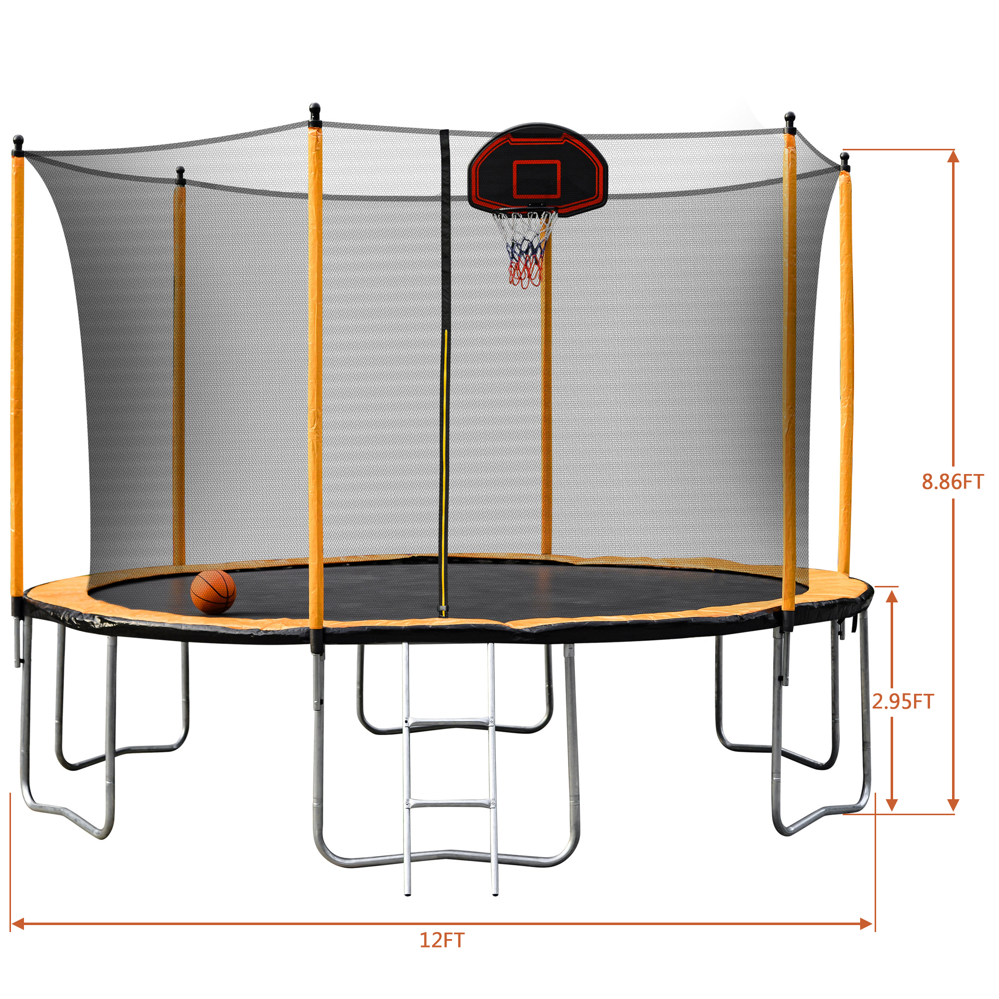 Trampolim de 12 pés trampolim de salto com rede de segurança