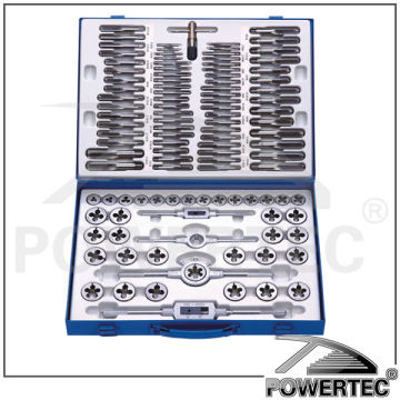 POWERTEC 110pcs Metric Tap and Die Set with Steel box,threading die ; screw tap