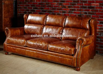 high end vintage leather sofa S118