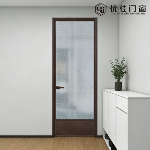 Puerta interior moderna de vidrio texturizado de un solo panel