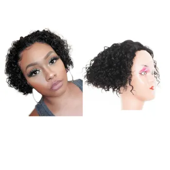 Short Pixie Cut Curly Wig Short Bob 150% T Part Lace Front Human Hair Wigs For Black Women Pre Plucked With Baby Hair