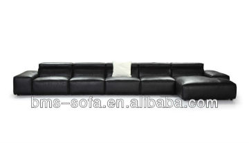 Italian full leather sofa with adjustable headrest