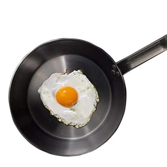 Wholesale Black Carbon Steel Flat-Bottom Non-Stick Fry Pan for Hotels