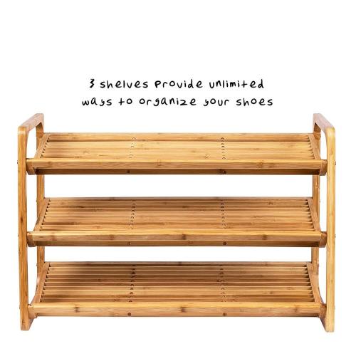 3-tier bamboo bench shoe rack home organizer shelf