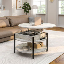 Adjustable round coffee table for living rooms