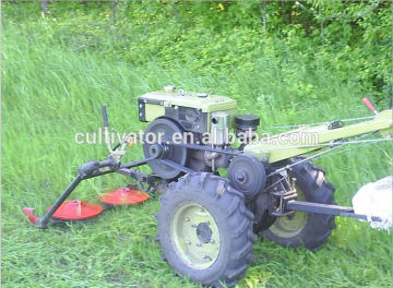 Garden cultivator with disc mower/grass cutter