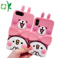 Pink Cute Rabbit Silicone Phone Protector dengan Holder