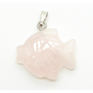 Pendentif poisson forme quartz rose