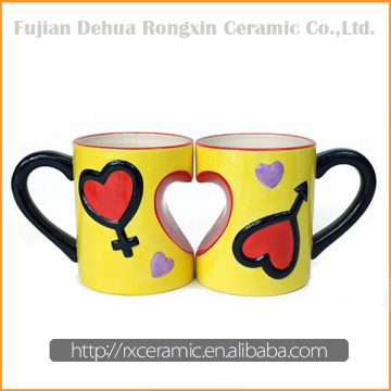 Women and men mark hot sales heart shape ceramic mug