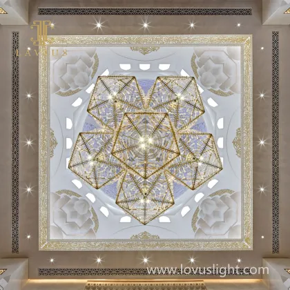 Golden hall chandelier hanging ball shape chandelier hotel hall conference hall chandelier