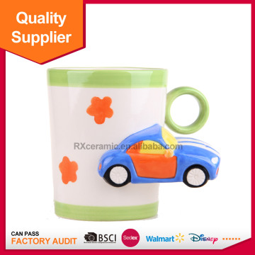 3D hand painted creative customed logo ceramic car drinking cup