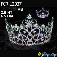 venta al por mayor AB Rhinestone Full Round Pageant Crowns