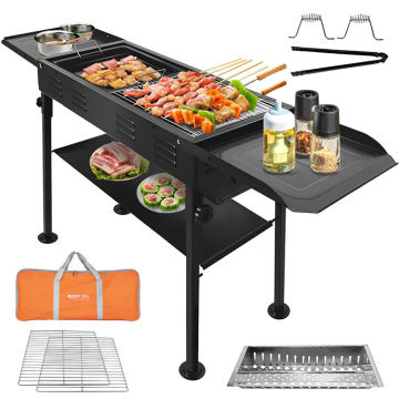 KEYO Foldable Camping Built-In 0.33 Cubic Inch Arge Capacity Removable Charcoal Tank Outdoor Bbq Kabob Grill