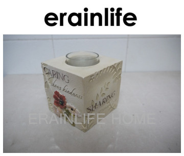Home Decor Polyresin Square Candle Holders Beige Reach Certificated