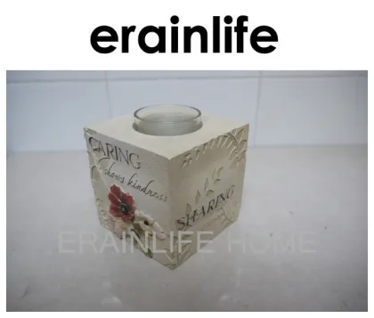 Home Decor Polyresin Square Candle Holders Beige Reach Certificated