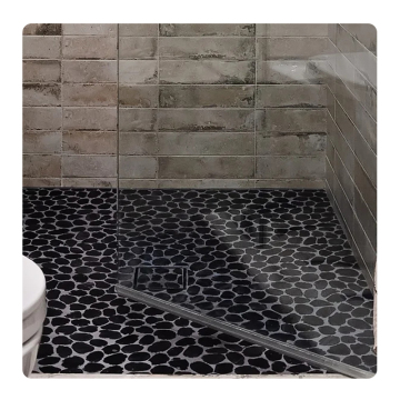 Natural Black Sliced River Stone Pebble Mosaic Tile for Flooring and Home Décor