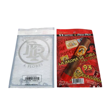 Custom 5 Cigars Plastic Zip Lock Cigar Bags