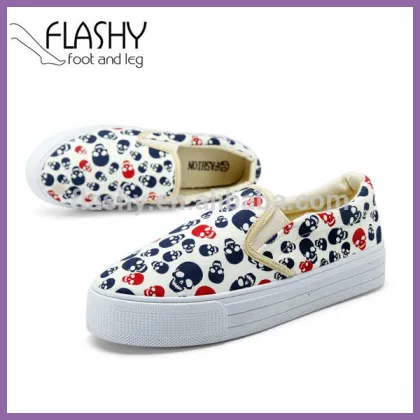 Wholesale high platform shoes slip on wedge heel canvas shoe
