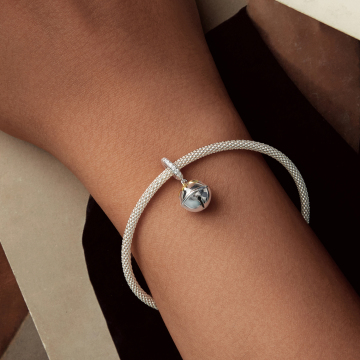 925 Sterling Silver 18k Gold Plated Ball Charm Bracelet Necklace - New Arrival Small Bell Pendant Beads for Women Jewelry Making