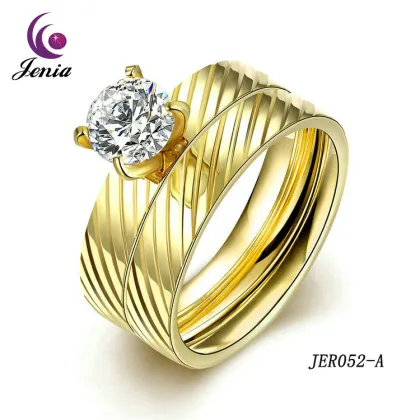 Jenia New Jewelry Women Rings Healthy Titanium Gold Plated Jewellery Ring
