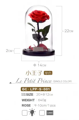 Little Prince Preserve Rose Glass Dome
