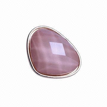 Irregular Glitter Faceted Resin Stone Ring in Peach Color, Best Selling Styles, Solid Ring Base
