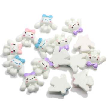 Wholesale Kawaii White Long Ears Dog Resin Decoration Animal Artificial Craft For Fashion Pendant Necklace Jewelry Making