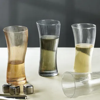 Hand Made Creative Shape Vertical Stripe Beer Cup for Drinks