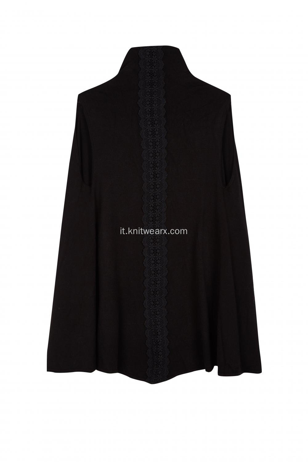 Cardigan in pizzo leggero sul retro senza maniche lavorato a maglia da donna