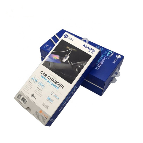Emballage de papier de tiroir de luxe pour chargeur de voiture avec cintre 3C produits électroniques boîtes d&#39;emballage
