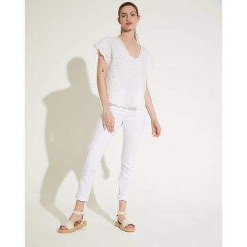women summer linen embroidery tops