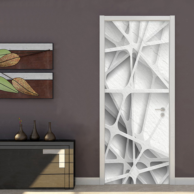 Modern Creative Mural Wallpaper 3D Stereo Geometric Pattern Door Sticker Living Room Study Room Wall Sticker PVC 3D Home Decals