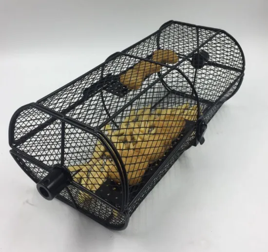 BBQ Rotisserie Basket Rolling Grill Nonstick BBQ Basket Roaster Cage Accessories for Vegetable