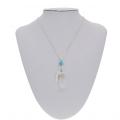 Crystal Feather Hexagonal Prism Pendant Choker Necklace