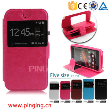 Universal Leather Flip Phone Case with Stand for 5 Smartphone Sizes