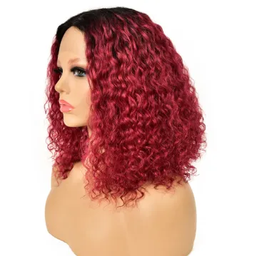 cheap Ombre Color 1B30 1B99J Short Curly Wig Water Wave 150 Density Human Hair Lace Front Wigs Curly Hair Bob Wigs