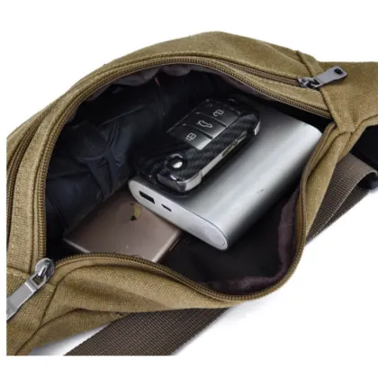 Wholesale Custom Logo Sport Fanny Pack Canvas Waist Bag for Men