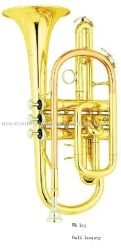 Bb key,Gold Lacquer Cornet