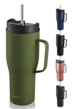 Lid Straw 30 Oz Insulated Tumbler Handle Stainless Steel Travel Coffee Mug