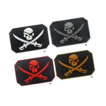 Wholesale Soft PVC Rubber Tactical Morale Armband Pirate Skull with Hook Loop Backing