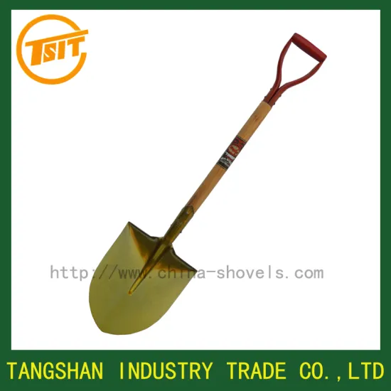 golden colour wooden handle shovel