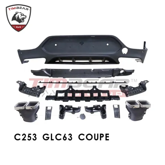 GLC43 & GLC63S Style Rear Diffuser with Exhaust Pipe for Mercedes-Benz GLC Coupe X253 (2015-2021)