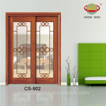 cheap MDF solid bathroom sliding wooden door