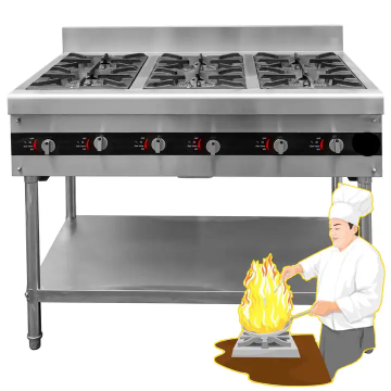 Yoslon Commercial Kitchen 6 Burner Freestanding Gas Stove with Oven