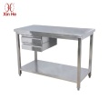 Mesa de trabajo de acero inoxidable comercial con cajones