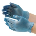 Blue powder free and powder vinyl gloves