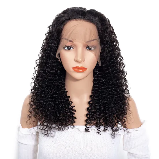 Fashion Virgin Cuticle Aligned Long Brazilian Human Hair Afro Kinky Curly Lace Front Wig For Black Women