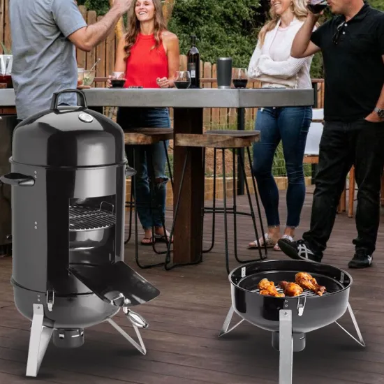 professional commercial outdoor 3 In 1 smoker oven Barbecue charcoal bbq grill smoker vertical For Garden